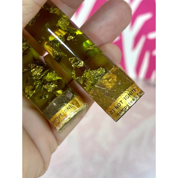 Vintage Green Lucite Candle Sticks w/ Gold Flecks - Picture 5 of 7